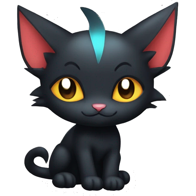 Cool Cute Edgy Black Dark Chibi Cat-Noibat-Noivern-Litten-Fakémon-hybrid emoji