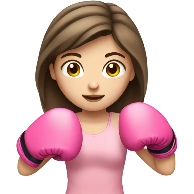 Pale Brunette girl wearing pink boxing gloves emoji