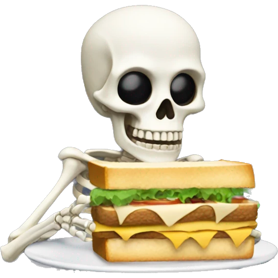 a skeleton eating a sandwich emoji