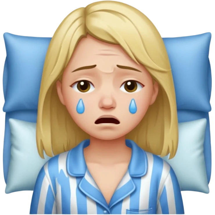 Girl crying alone in her pajamas  emoji
