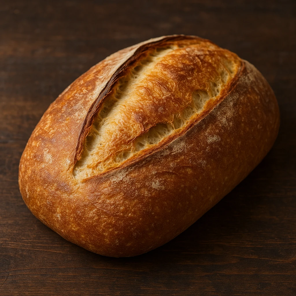 rustic whole loaf white bread, golden crust emoji