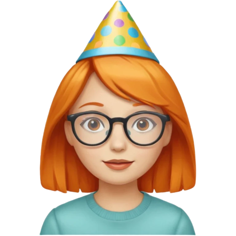 party hatted orange haired girl glasses emoji