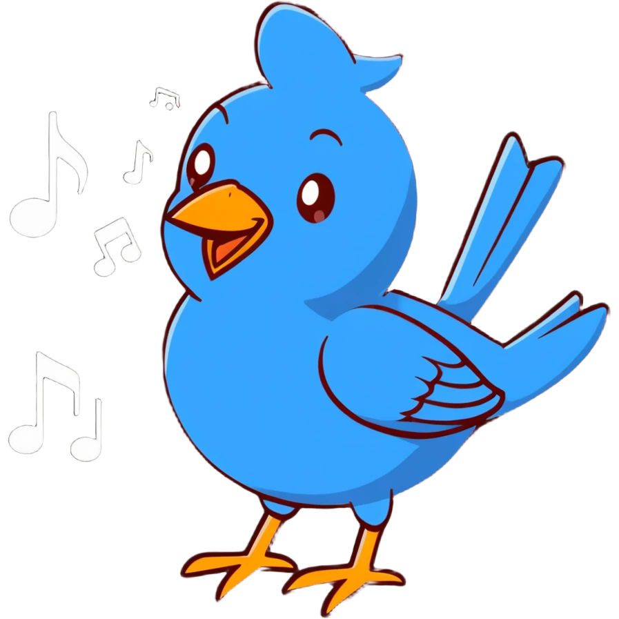 nightingale bird singing with musical notes around emoji