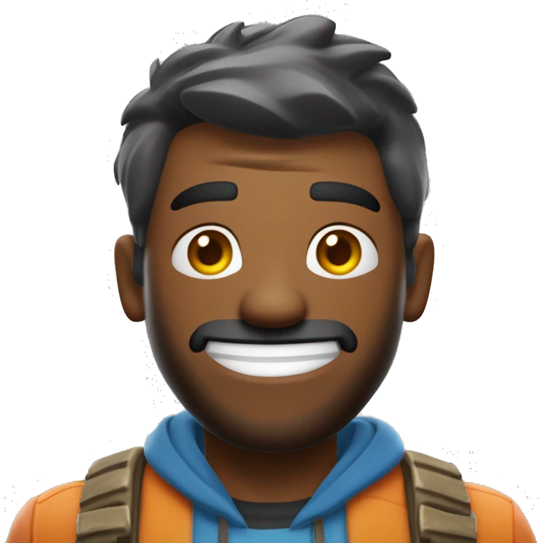 "Crée un émoji inspiré de l'univers de Fortnite. L'émoji doit représenter un personnage de jeu avec un style cartoon coloré, portant un costume emblématique et un sourire enthousiaste. Il doit avoir des éléments caractéristiques de Fortnite emoji