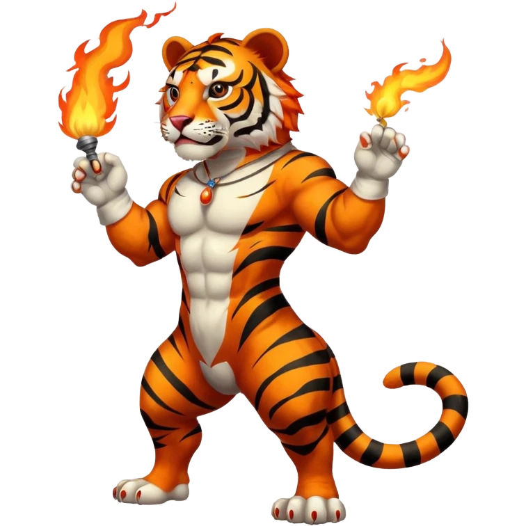 tiger  vintage-circus-performer-spitting-fire full body emoji