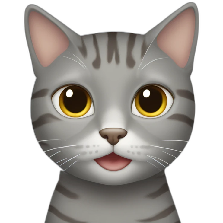 Grey cat with stripes sit near a girl with brown hair emoji