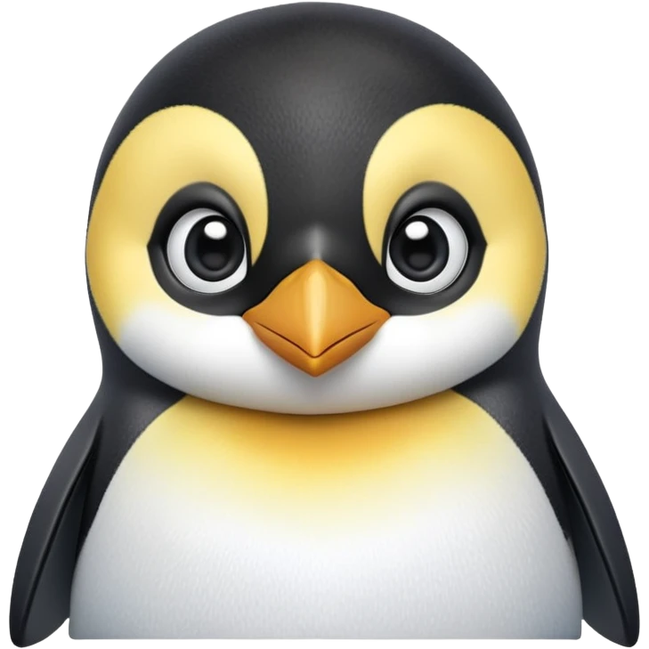 cinematic-cute-emperor-penguin-portrait-emoji,-head-tilted-playfully-and-inquisitively,-with-glossy,-pristine-plumage,-sparkling-eyes-filled-with-curiosity,-simplified-yet-irresistibly-adorable-features, black, large black eyes face, zoomed in emoji