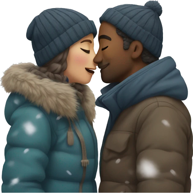Two people kissing in the snow emoji