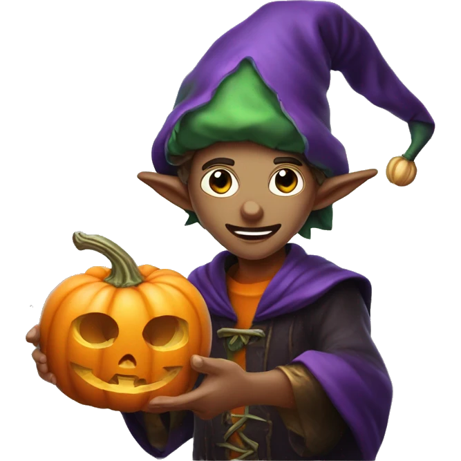 pumkin elf male casting a spell emoji