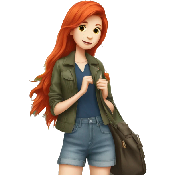 Red Hair girl with tour eiffel emoji