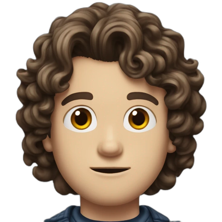 Eddie Munson Joseph Quinn with dark curled long hair stranger things emoji