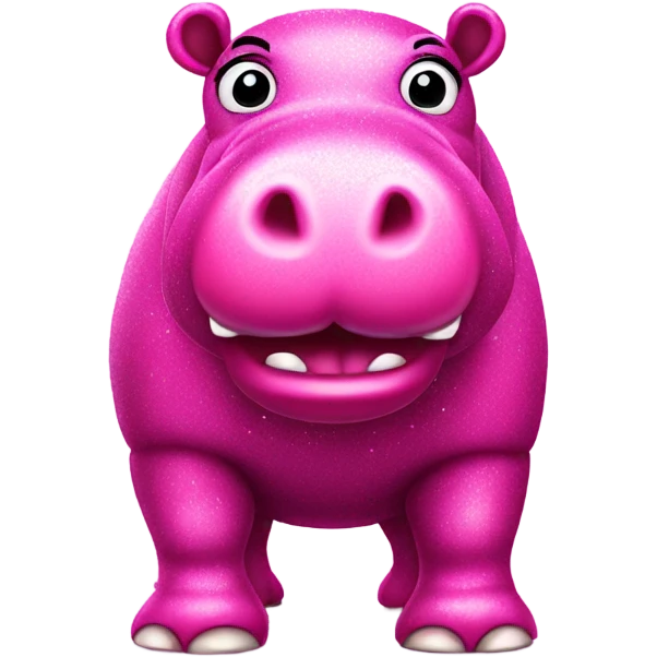 Hot pink hippo with glitter standing emoji