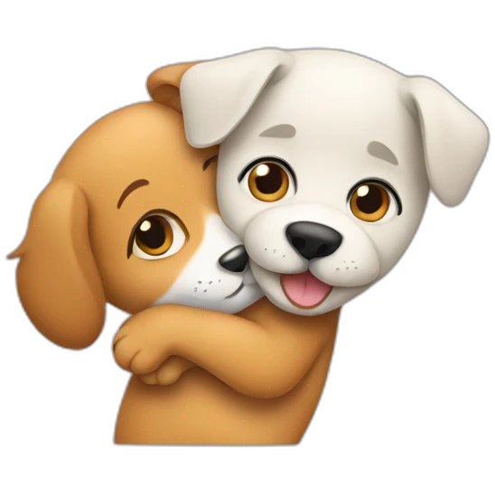 dog hugging cat emoji