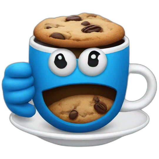 cookie monster with a cup of coffee emoji