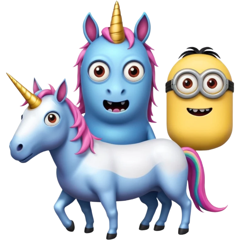 make a unicorn with a minion and a monster that’s evil  emoji