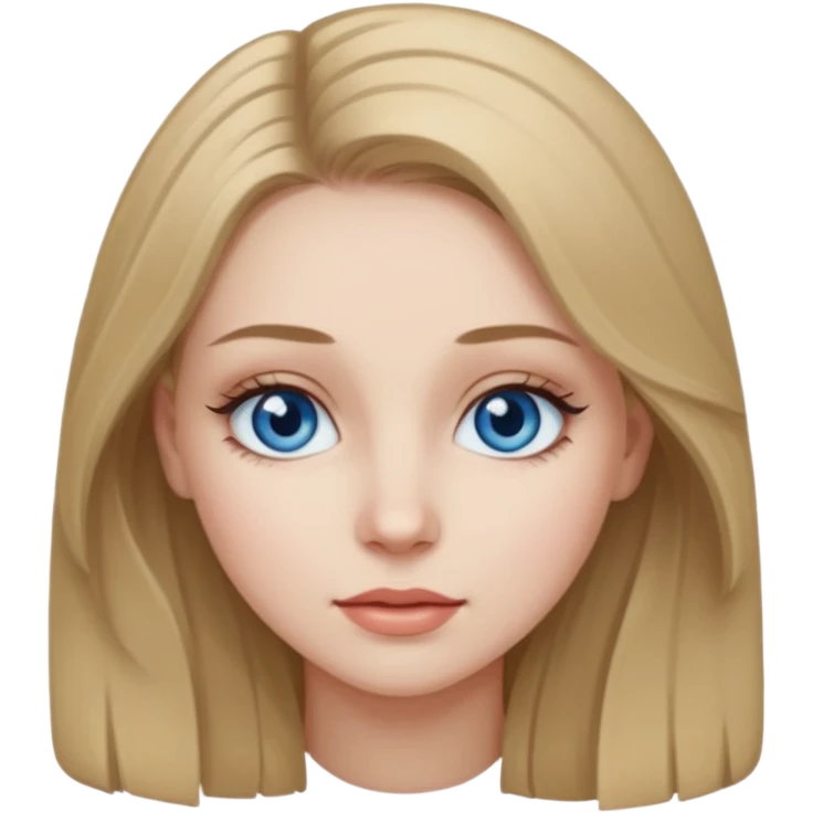 Girl with pale skin dark blonde hair and eye lashes emoji