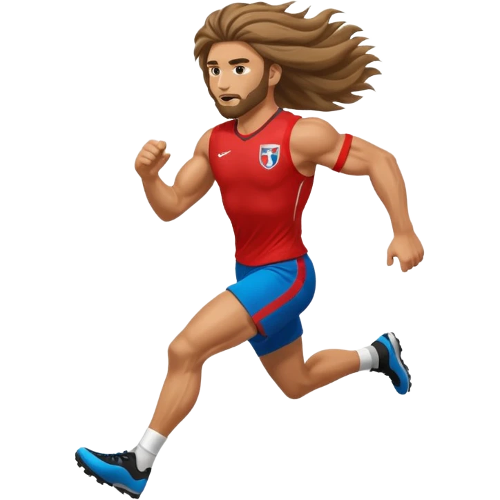 Long Haired Football Players, Footballer with flowing hair in jersey , full body emoji
