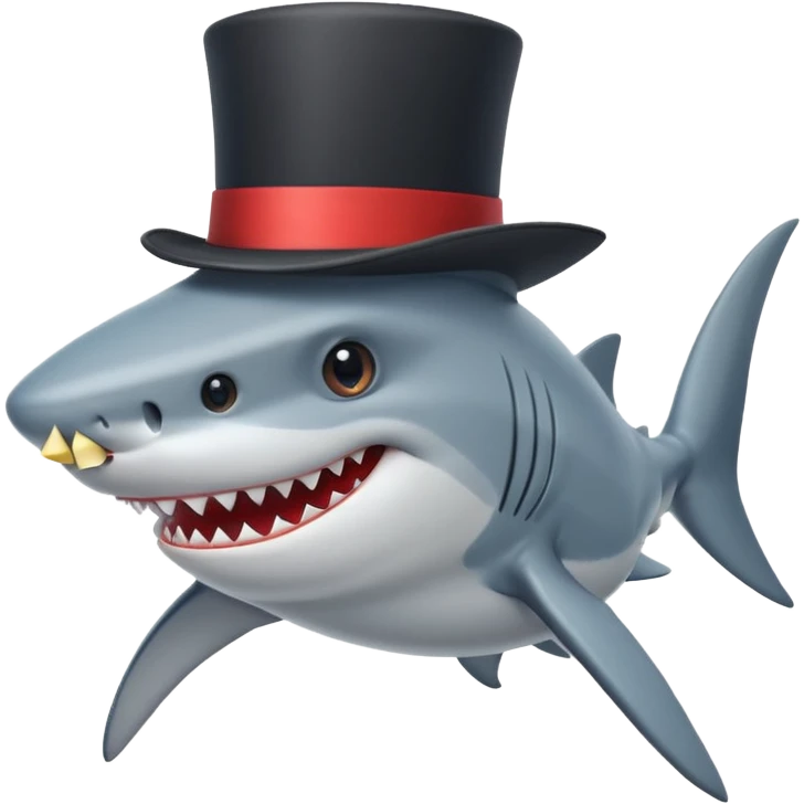 Shark with a top hat emoji