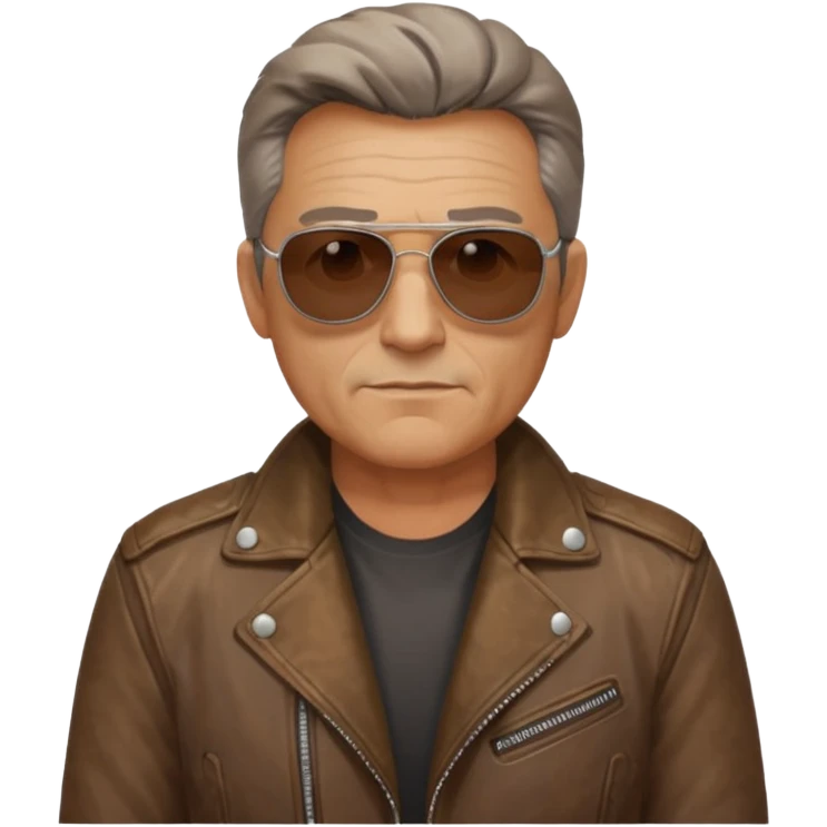 Biker Gang with Sunglasses, Middle-age man, brown jacket, sunglasses emoji