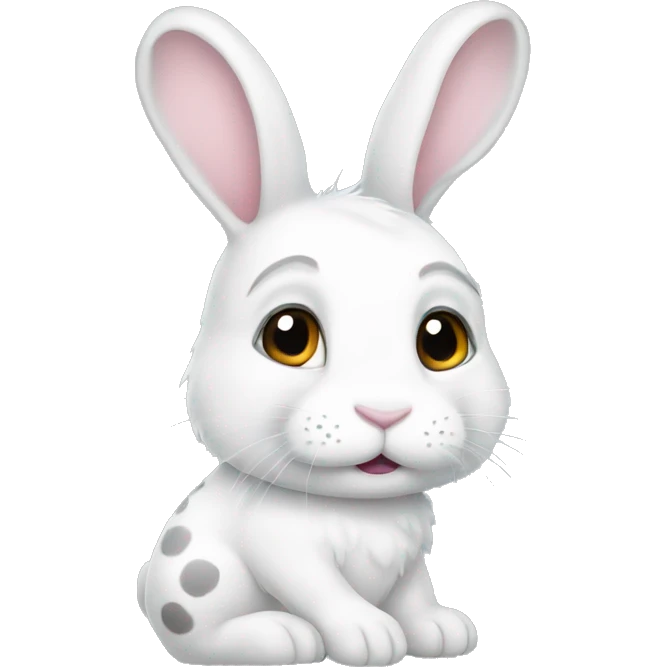 white bunny with gray spots emoji
