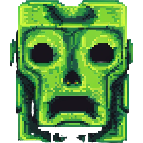 ultra-blocky minimal pixel art Minecraft creeper face with few large square pixels emoji