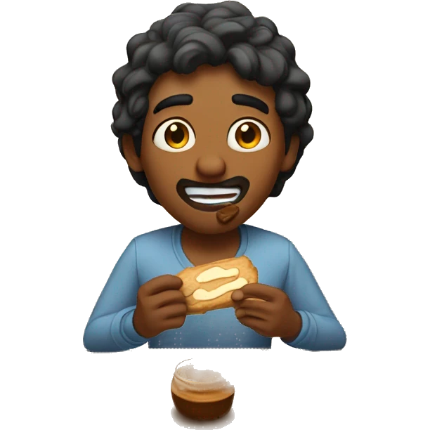 Indian guy talking with peanut butter in his mouth emoji