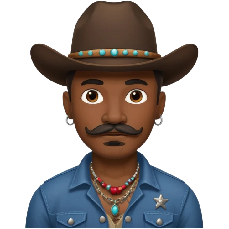 tattoos and mustached cowboys dark face emoji