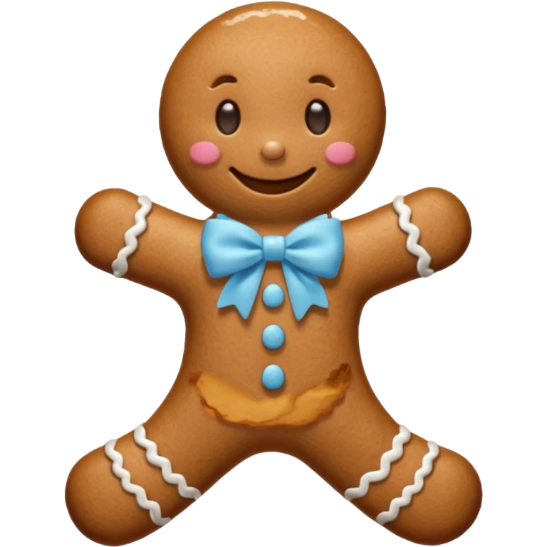 Gingerbread man with light blue bow emoji