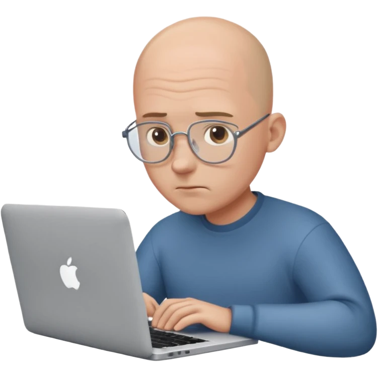 bald guy with macbook emoji