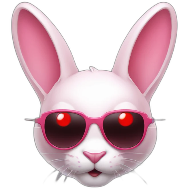 pale pink rage rabbit with red eyes cyberpunk sunglasses emoji