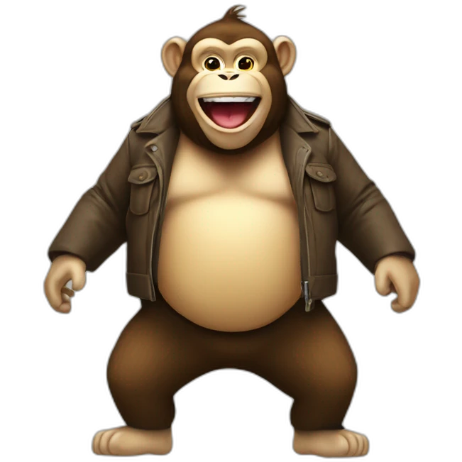 3 old fat happy monkeys full body jacket open emoji