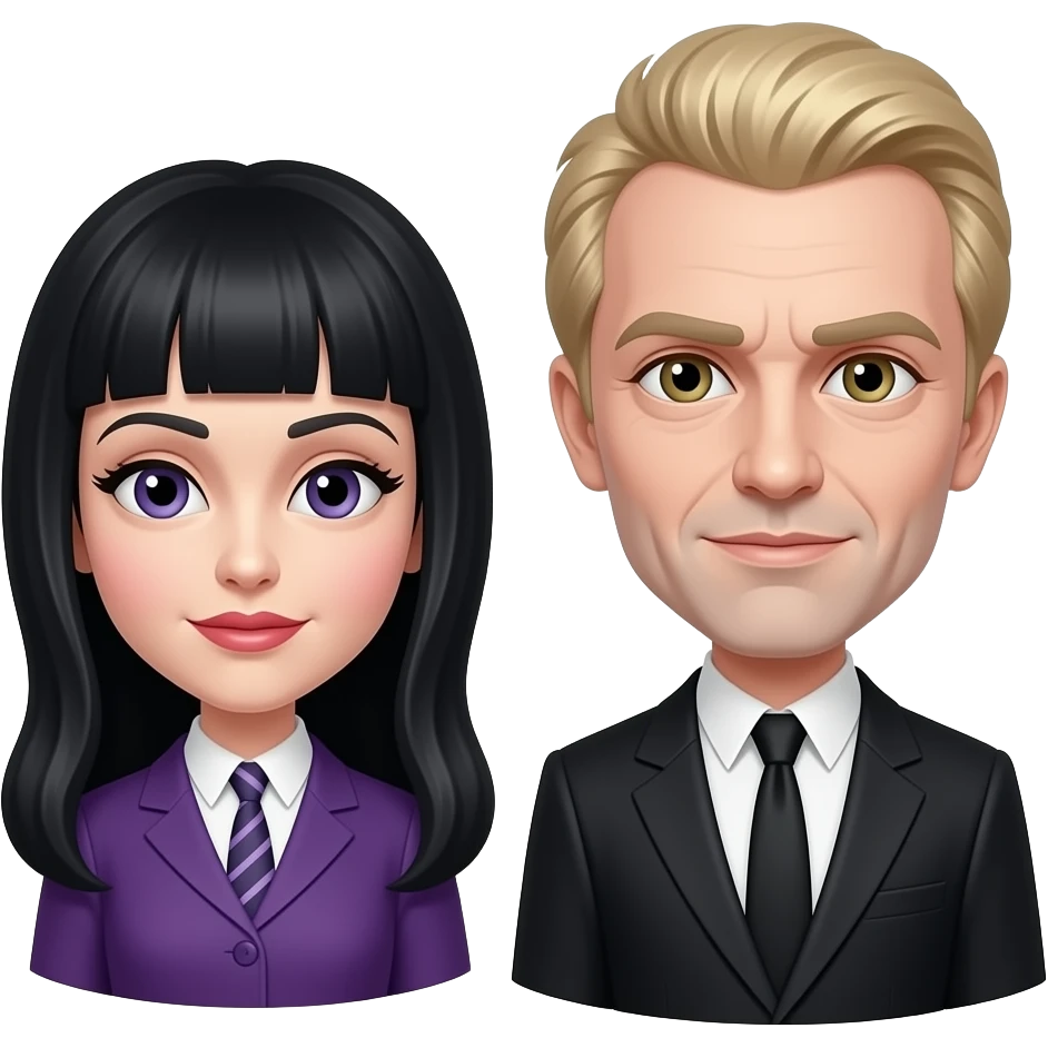Mortícia morena  e Gomez Addams loiro emoji