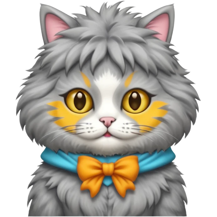 gray cat with funny costume emoji