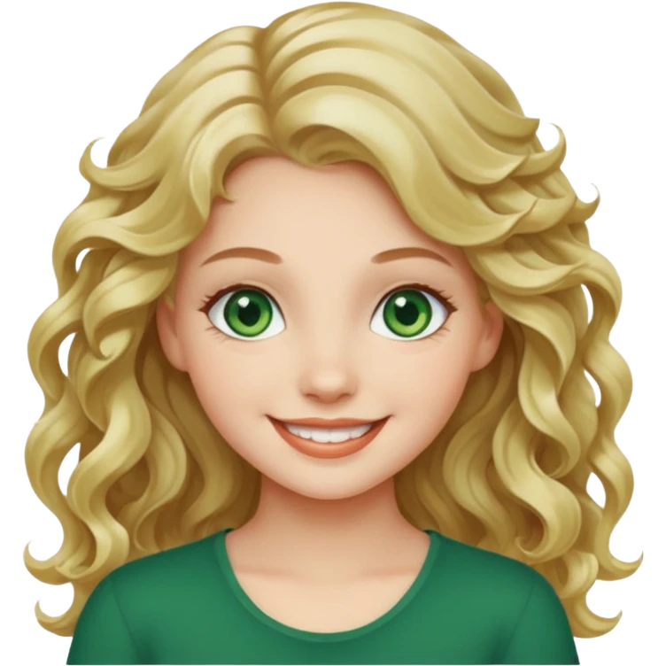 Pretty girl with wavy fair hair and green eyes abd white skin emoji