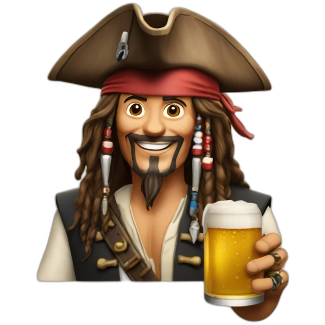 Jack sparrow celebrating with a beer  emoji