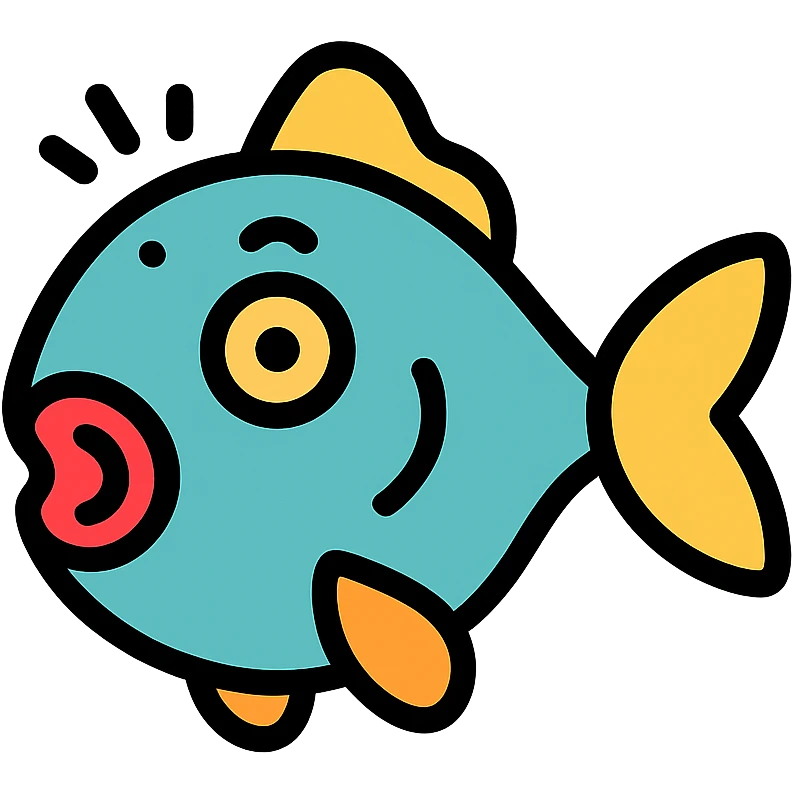 surprised fish icon with color outline emoji
