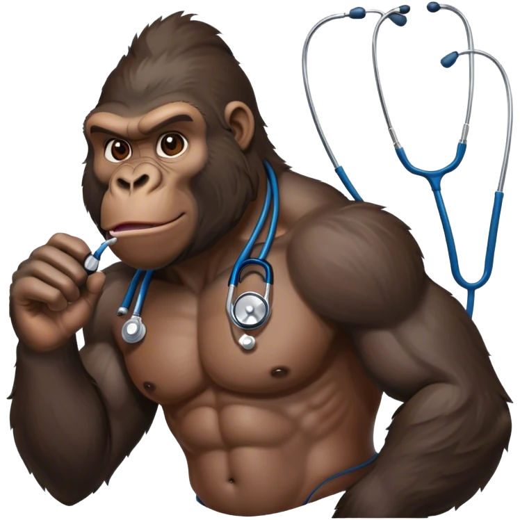 super buff gorilla WITH STETHOSCOPE emoji