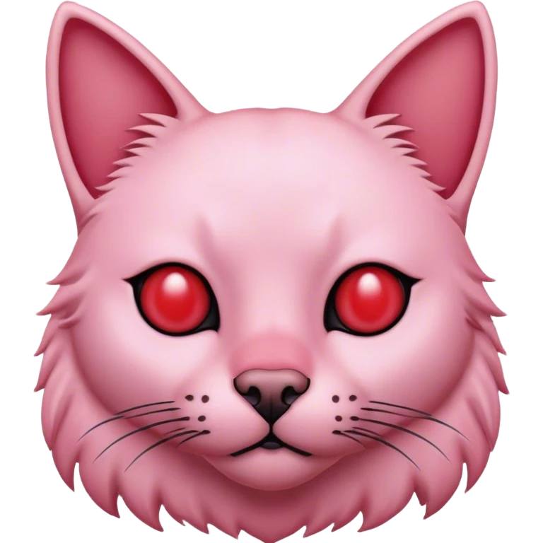 Pink cat and a black dog in the background with a red nose on her face  emoji