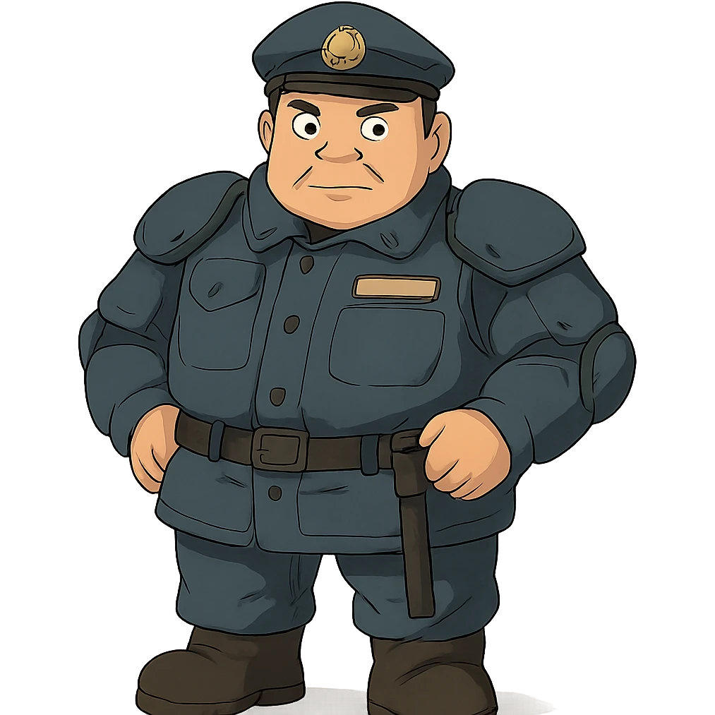 security guard with little hair and reinforced uniform emoji