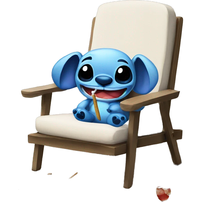 stitch with a cigarette on a chair on beach  emoji