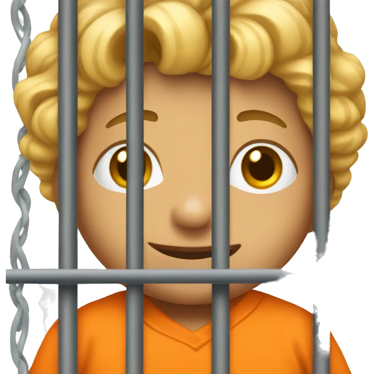Prisoner behind bars, orange jumpsuit emoji