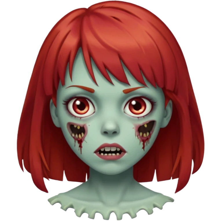 menina zumbi de franja e cabelo vermelho médio  emoji