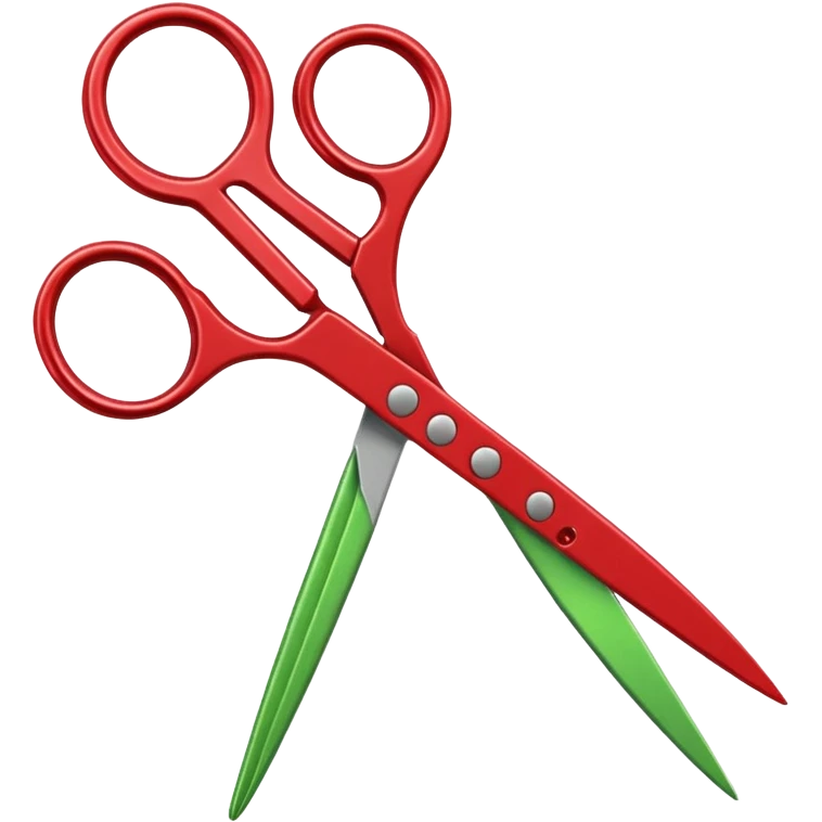 Green and red scissors in the 90's emoji