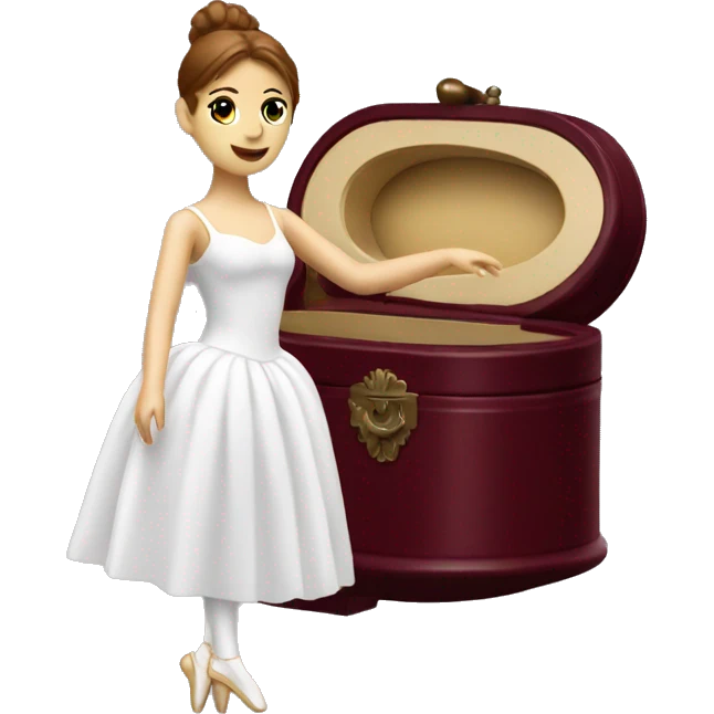 burgundy music box with white ballerina standing back emoji