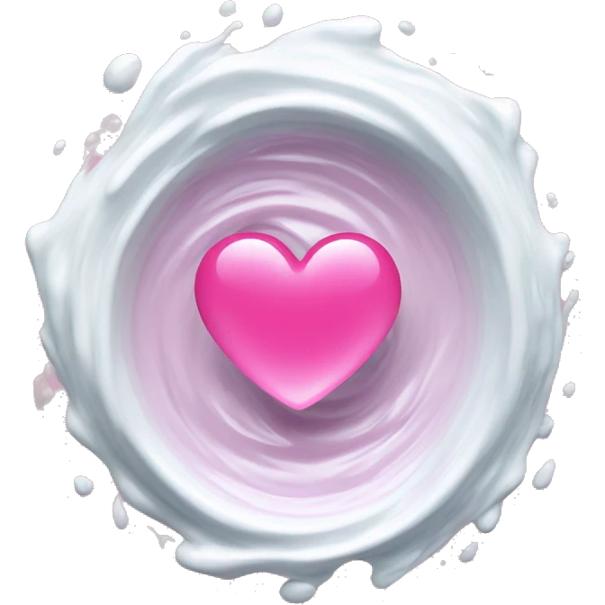 White whirlpool with water and a pink heart emoji