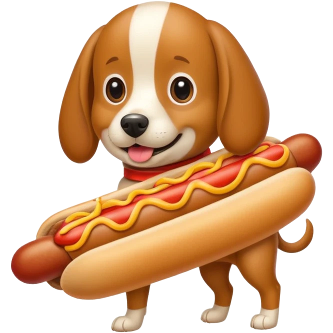 Dog is a hotdog emoji