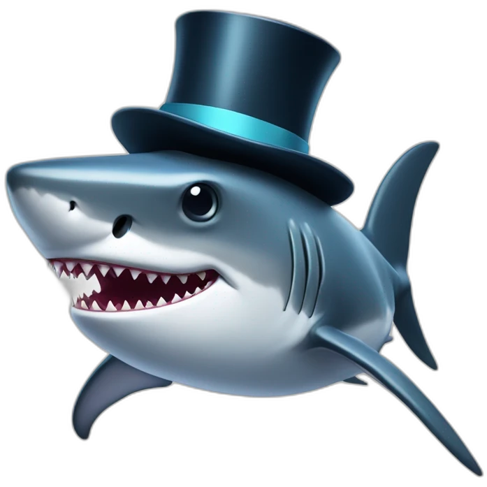Shark with a top hat emoji