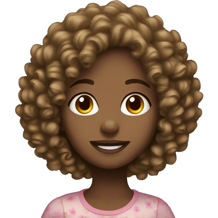Flower medium tone curly hair girl emoji