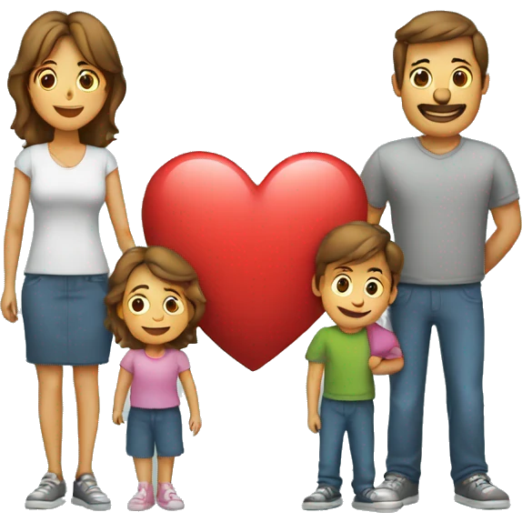Heart and mom and dad and kids emoji