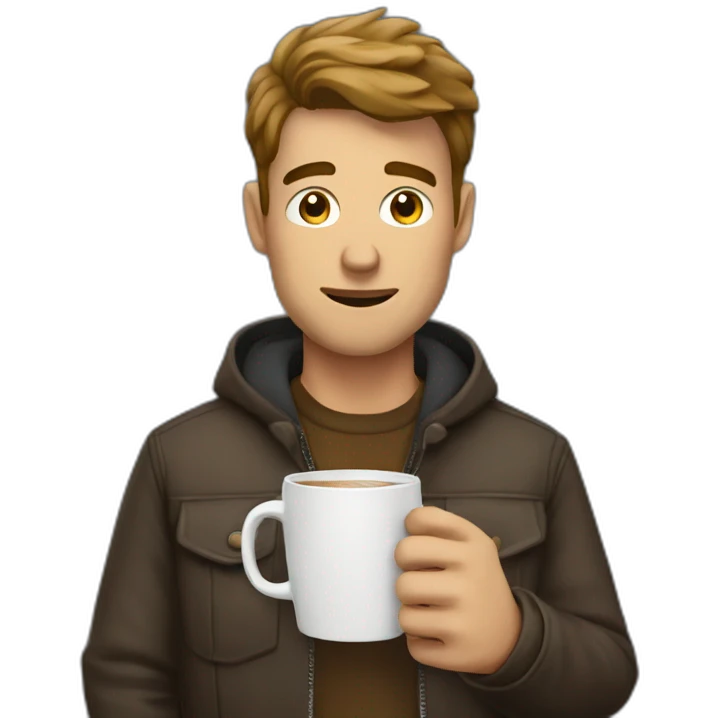 A guy with a coffee and looking at his phone emoji